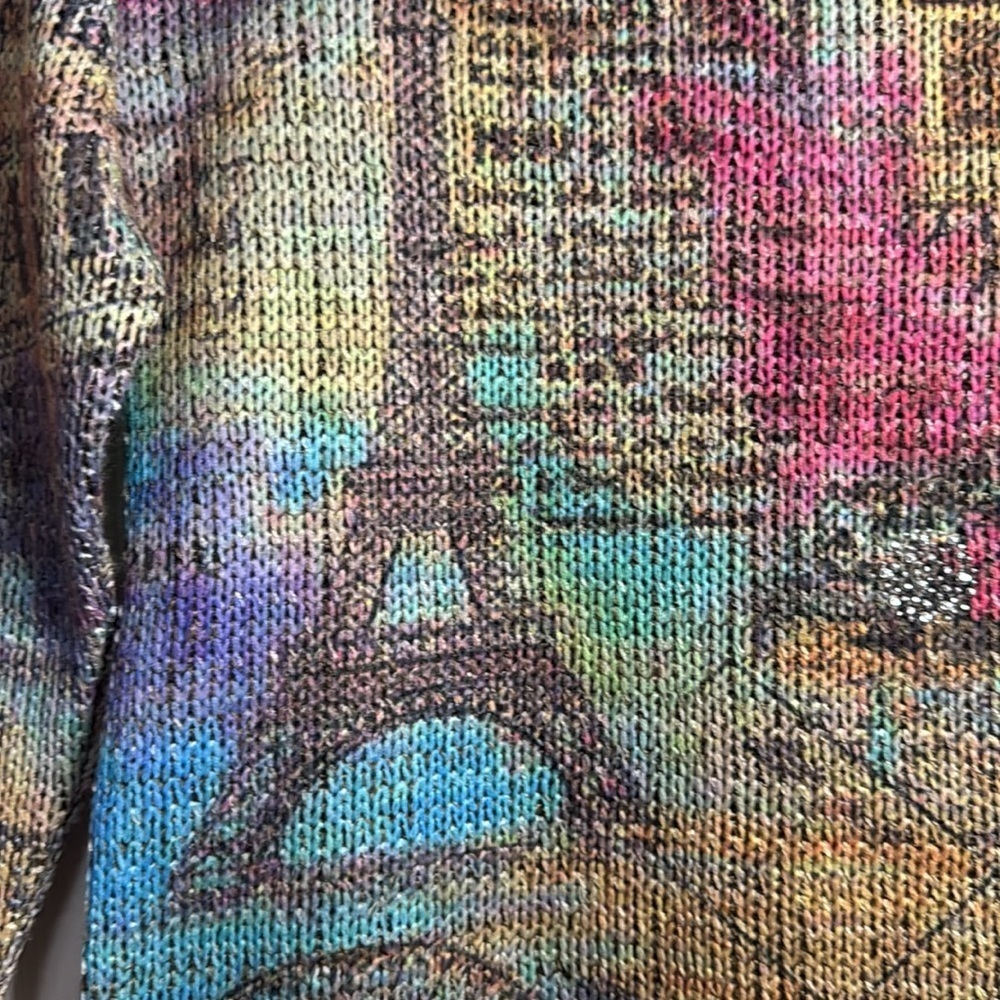 Chichkoyan France Colorful Graphic Knit Sweater Size 2 - Picture 2 of 9